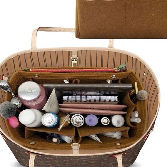 Purse tote Large warm brown insert shaper MM 35 middle divider gold hardware - Picture 3 of 7